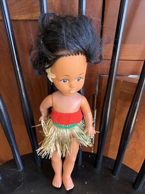 Vintage Anekona Hawaii Palapala Hula Girl 11'' Doll Made in Hong Kong G51zzz