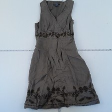 MNG Dress Small Grey Sleeveless Knee Length Pattern Embroidered