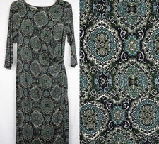 NWOT NEW Talbots Blue & Green Paisley Faux Wrap 3/4 Sleeve Dress M Petite MP