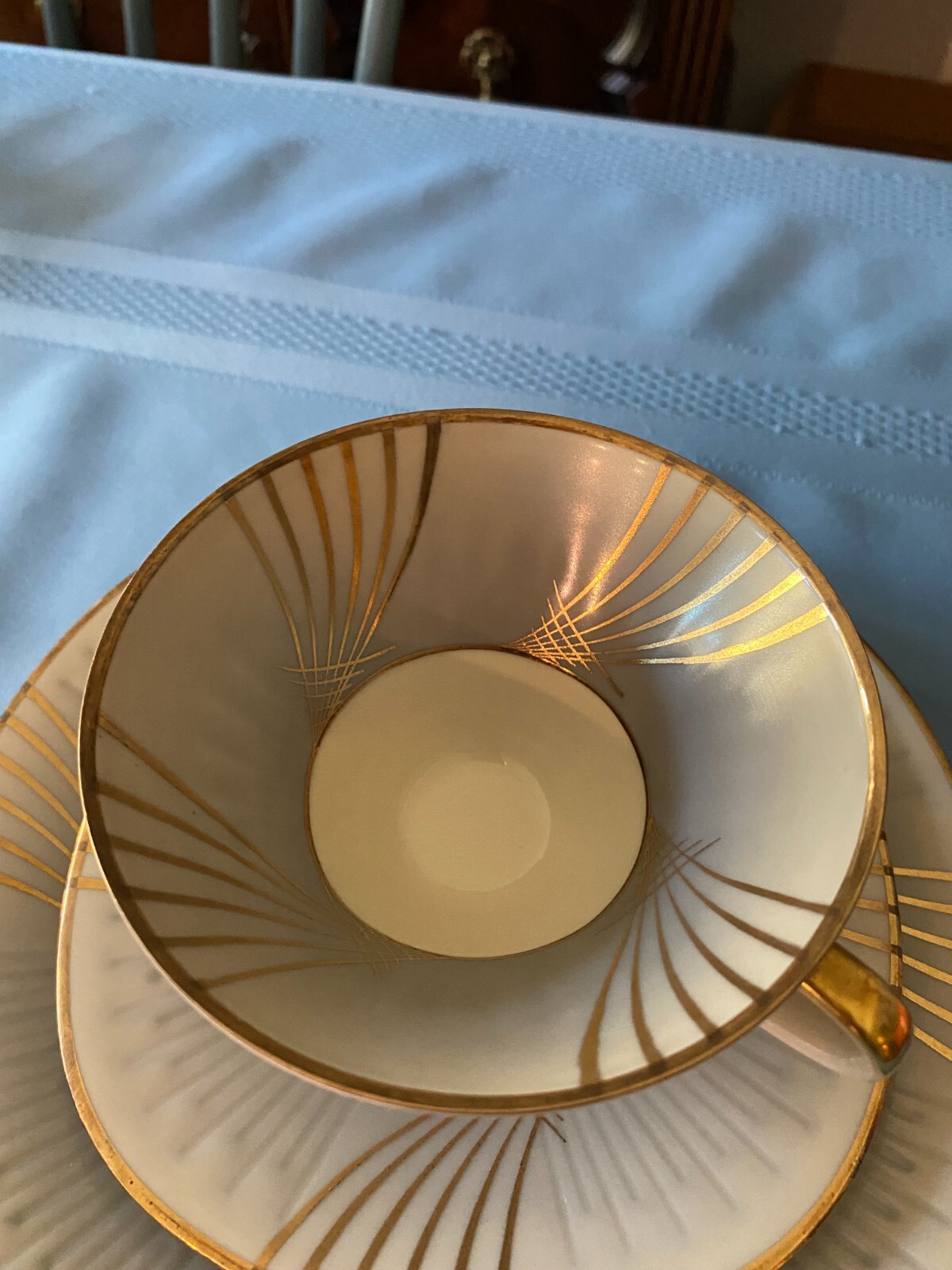 Vintage Zeh Scherzer Bavaria, Germany  3 pc Tea Cup,Saucer & Dessert Plate Set