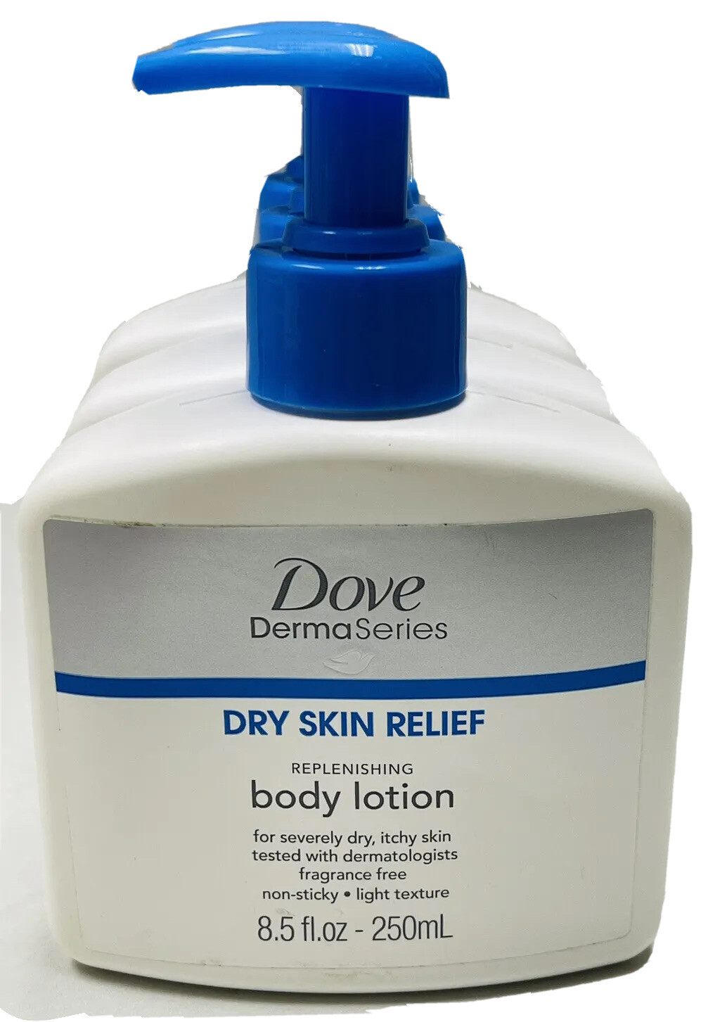 3 dove dry skin relief body lotion 8.5oz scuffed bottle 