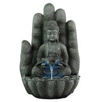 Zimmerbrunnen Buddha 55Cm Mit Led, Wasserspiel Wasserfall, Springbrunnen Innen