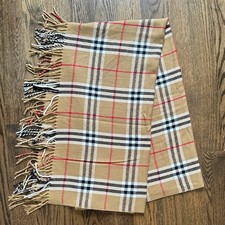 Tan Plaid 50x65 Scarf Shawl Fringe Classic Check Pattern Soft Fall Winter Wrap