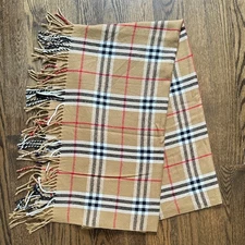 Tan Plaid 50x65 Scarf Shawl Fringe Classic Check Pattern Soft Fall Winter Wrap