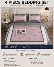 4 Pc Queen Duvet Cover Set Pink Gray Navy Blue Horse Print Bedding New
