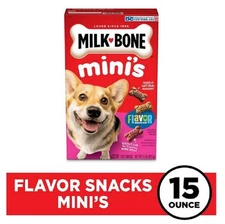 Milk-Bone Flavor Snacks Mini Dog Biscuits, Flavored Crunchy Dog Treats, 15 oz.