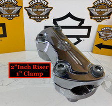OEM Harley Softail Dyna Sportster FXR 1” Handlebar Bar Clamp 2” Risers Clamps