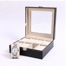 Black Glass Top Elegant Multi Watch Storage B...