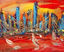 NEW YORK   painting Abstract Modern Art  Contemporary  WALL DECOR Y3G4F
