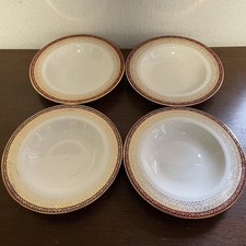 Vintage Royal Grafton "Majestic" Red 4 x Soup Pasta Bowls 21cms Diam - Ex Cond