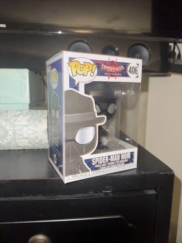 Pop! Into the Spider-Verse Spider-Man Noir #406 Vinyl Bobblehead Fig See Photos