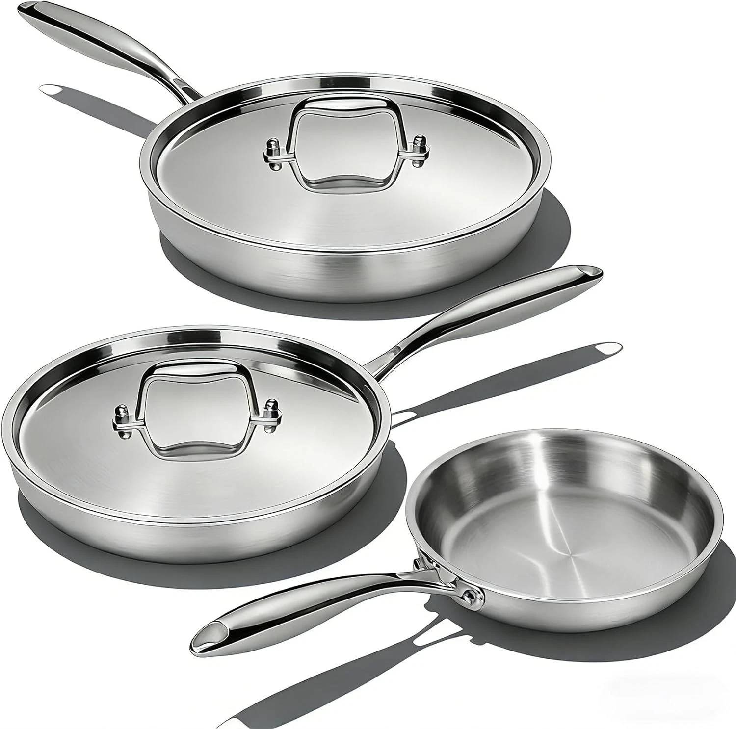 UMITE 3 Pieces 8”/10”/11” Stainless Steel Frying Pan set Cooking Pans w/ 2 Lids
Opens in a new windo
