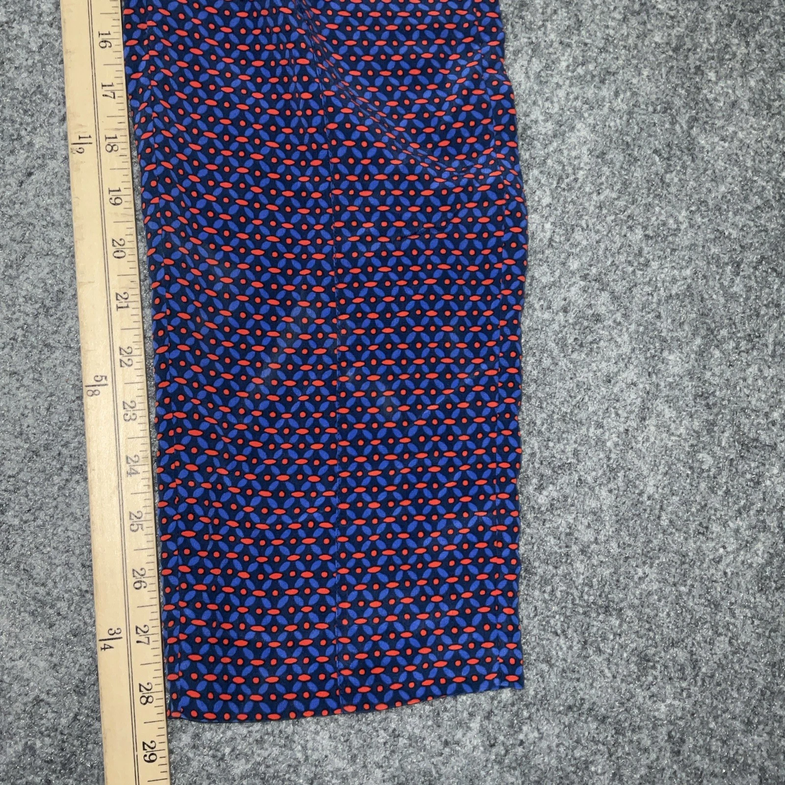 Pantalone donna Tory Burch taglia S blu rosso geometrico seta Talia