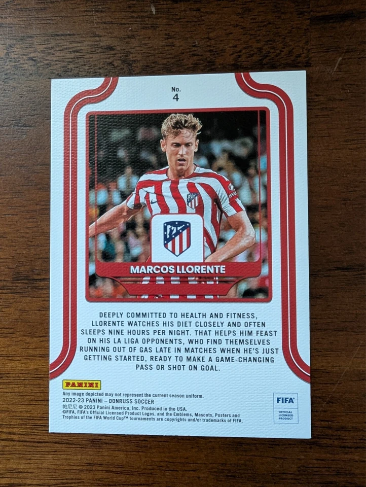 Marcos Llorente 2022-23 Panini Donruss Soccer Elite Series #4 Atletico de Madrid - Image 2 of 2