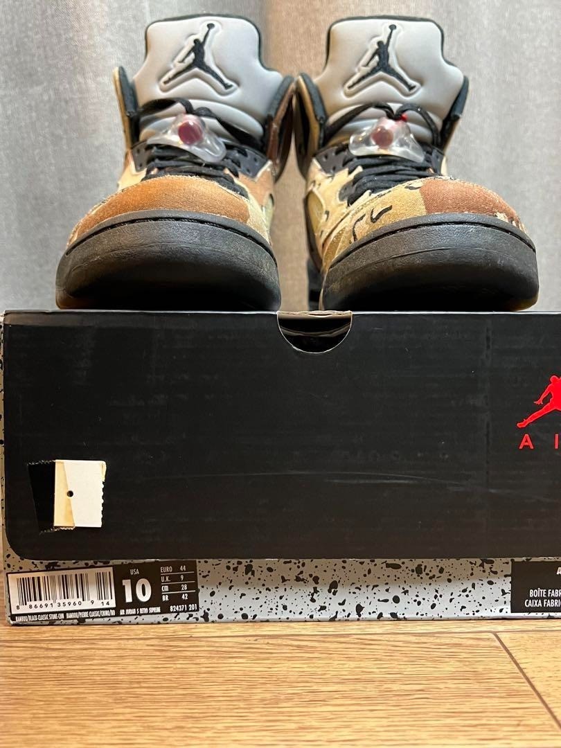 【C78】NIKE✕SUPREＭE AJ-5 824371-201 28㎝ 箱付 Nike Air Jordan 5 Retro x Supreme Desert Camo Brown 824371-201