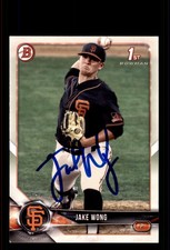 Signed Baseball Card Auto Jake Wong 2018 Bowman #BD-55 San Francisco Giants
