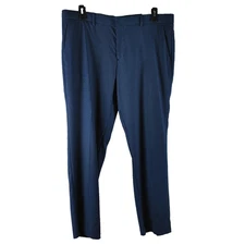 NWT Perry Ellis Portfolio Slim Fit  Blue Birdseye Dress Pants 38x30 Flat Front