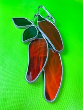 Stained Glass Red Chili Peppers Suncatcher Window