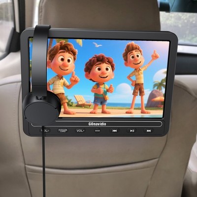 10.1'' Portable Car DVD Player 5-Hour Rechargeable Battery USB HDMI with Headsets