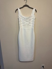 NEW Fashion Nova Paige Body Sculpt Off Shoulder White Midi Dress Size S Bandage