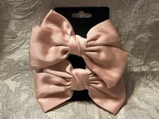 Pink Satin Stylish Ribbon Bow Knot Hair Clip All Hair Types Non Slip Set Of 2