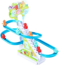 Dinosaur Slide Escalator Toy, Dino Track Slide Toy with Music and Lights