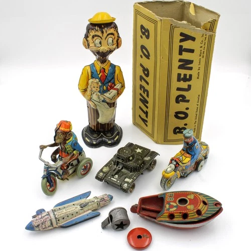 Vintage Louis Marx & Co Tin Lithograph Mechanical Wind-Up Toys Lot of 6 #X956