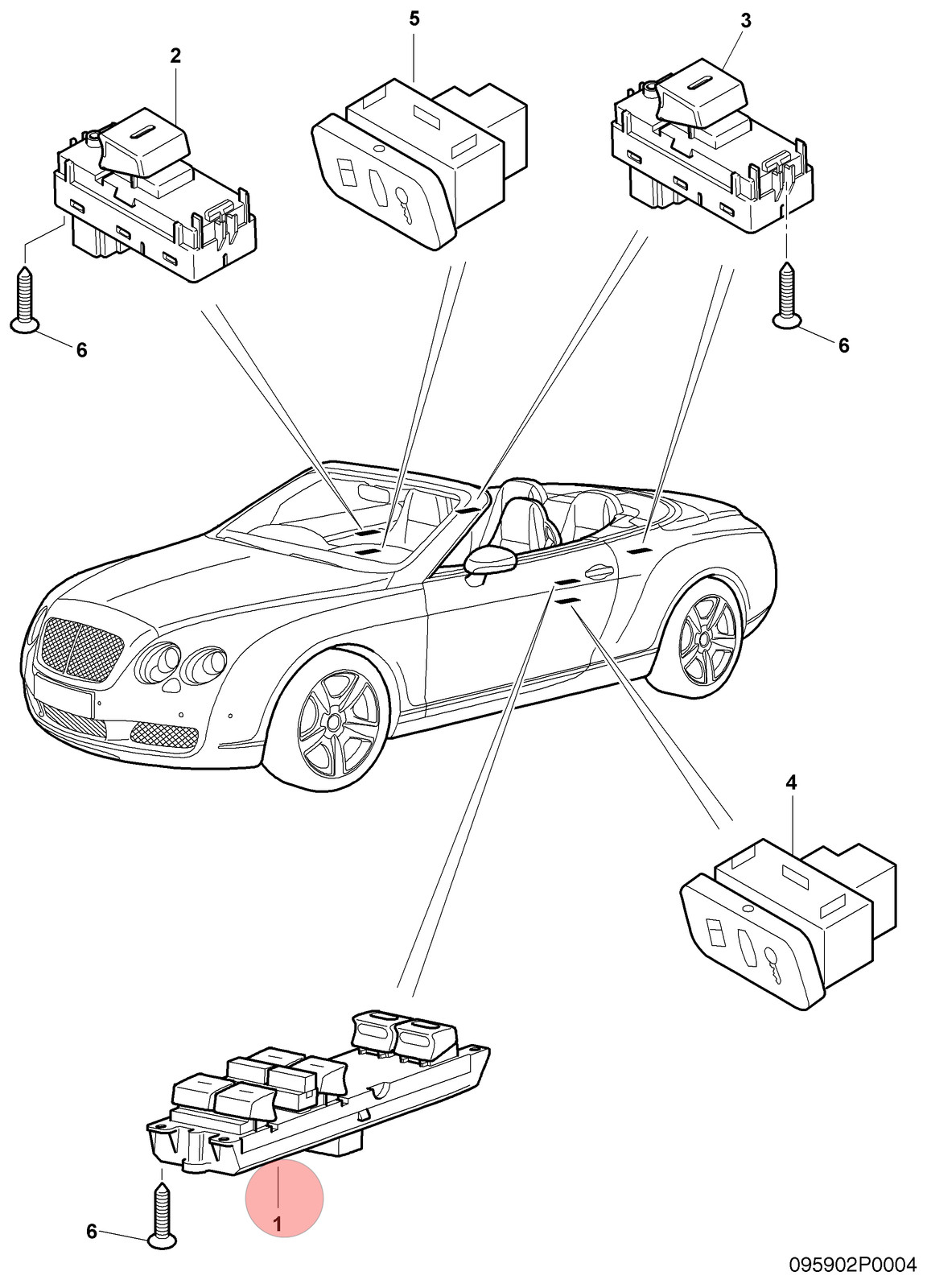Bentley Continental 2010-2012 FRONT+LEFT Window switch