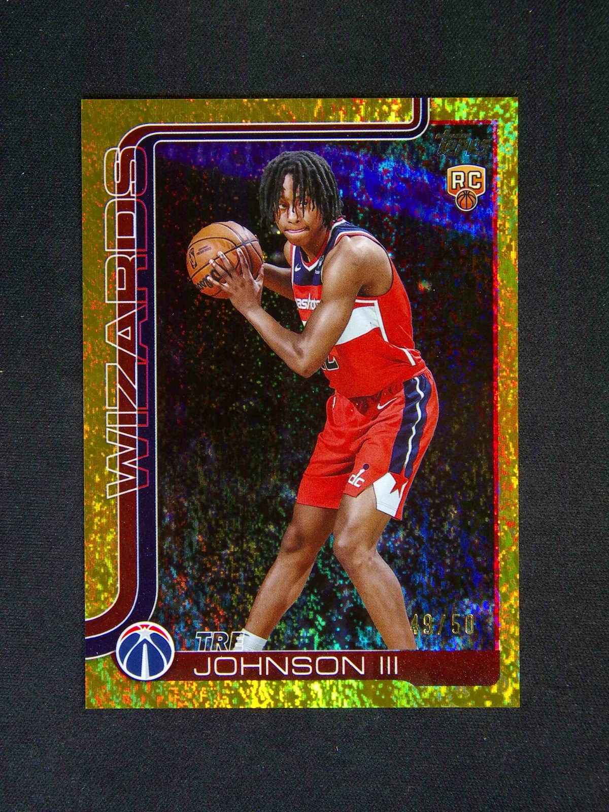 2025-26 Topps Flagship NBA Tre Johnson III #206 RC Rookie Gold Holo Foil /50