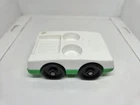 Vintage Fisher Price little people white green 2-seater car w/trunk for luggage