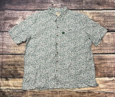 LL Bean Shirt Mens 2XL Tropics Sea Shells Cotton Short Sleeve Beach