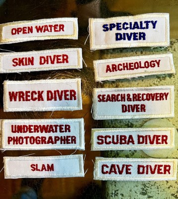 10. Scuba UW Specialist Patches Specialty Diver Wreck. Cave. Photographer. Skin