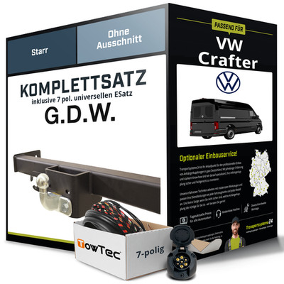 Für VW Crafter 2E Kasten,Bus Anhängerkupplung starr +eSatz 7pol uni. 06- NEU