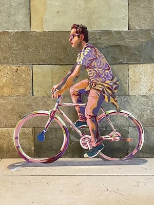 David Gerstein Handgefertigte Pop Art Metall Skulptur " City Biker " - Bild 1 von 4