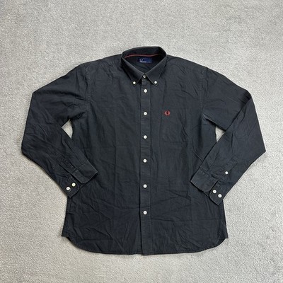 FRED PERRY Herren Hemd Shirt Gr L Casual Business Classic Logo 29203 Schwarz