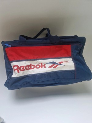 Vintage Reebok große Sporttasche rot blau Logo Reißverschluss
