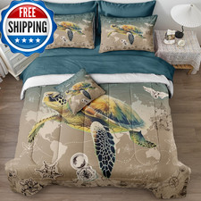 Move Over Beach Comforter Set 8 Pieces Sea Turtle Comforter Set King Size