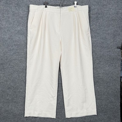 Abercrombie & Fitch 36 22 Pants Cream Ultra High Wide Minimalist Career Office
