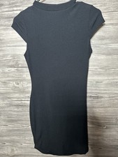 Pretty Little Thing Black Ribbed Cap Sleeve Bodycon Mini Dress Size 6