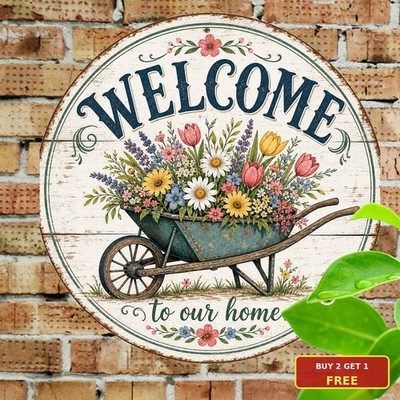 Welcome Home Custom Accent Plaque Household Entryway Round Tin Sign