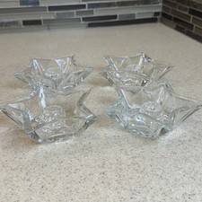 Set of 4 Clear Glass Star Taper Candle Holders Celestial Votive Decor 4.5 Inch