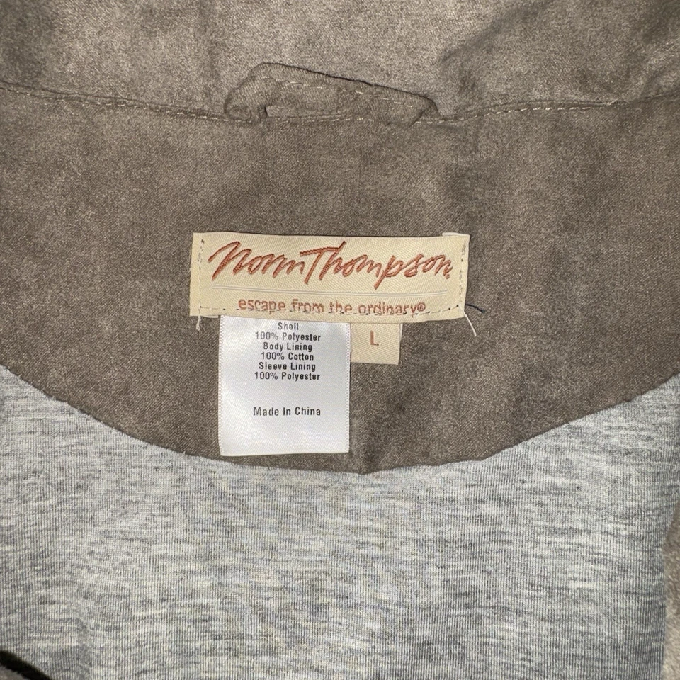 Norm Thompson Men’s Brown Suede Bomber Jacket, elastic/cuff waist, Size L #J0032 - Image 4 of 4