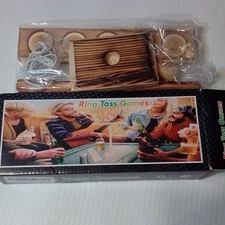 Hook and Ring Toss Game Tabletop Wood Ring Tossing Game for Indoor Outdoor,