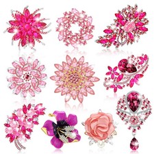 10 Pcs Brooches for Women Elegant Rhinestone Bouquet Brooch Pin Crystal Flowe...