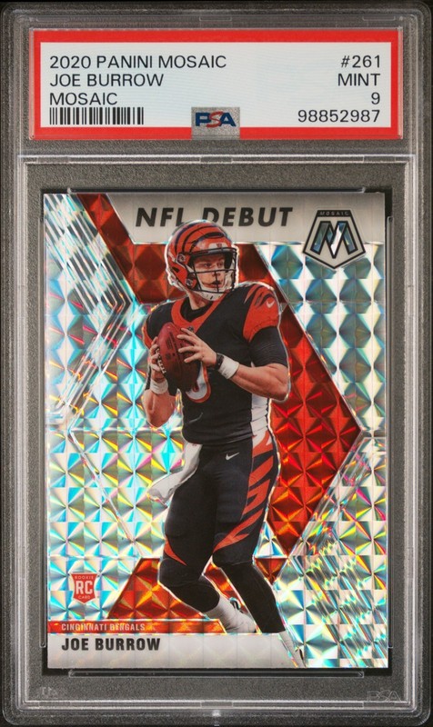 2020 PANINI MOSAIC JOE BURROW ROOKIE MOSAIC PRIZM PSA 9 #261 BENGALS RC