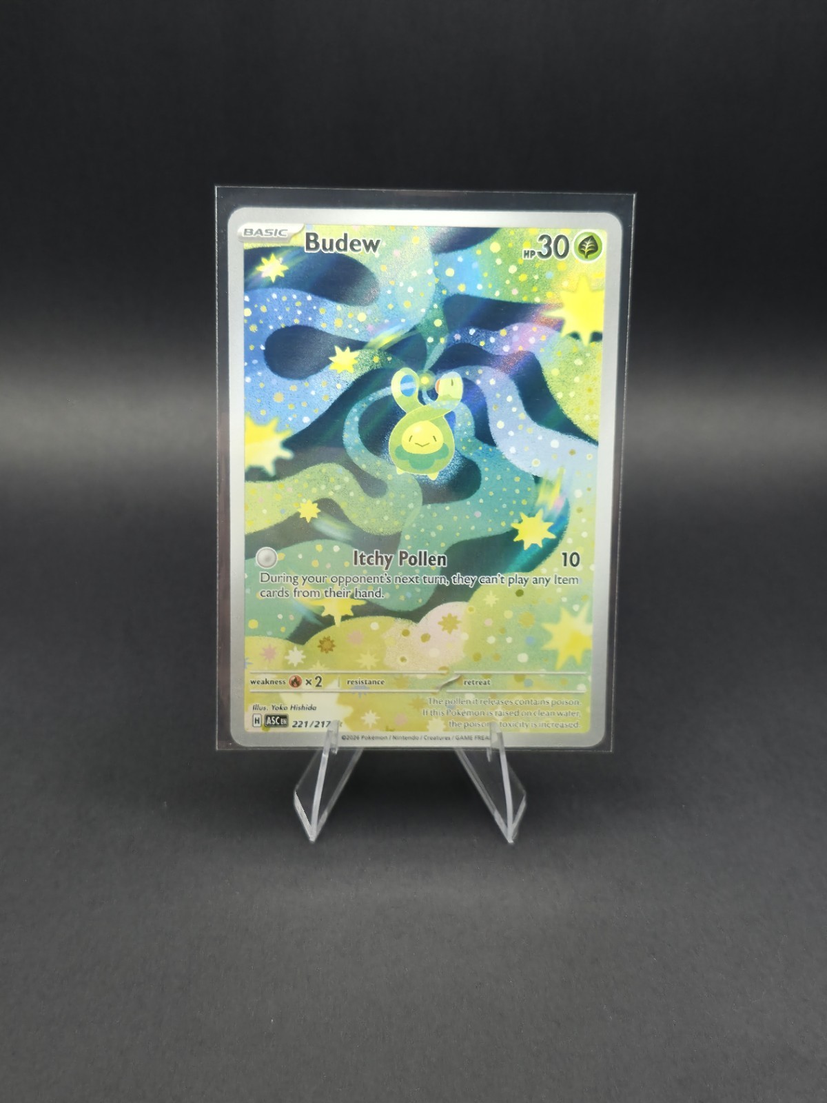 Budew 221/217 Illustration Rare Ascended Heroes Pokemon Holo Near Mint