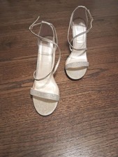 Davids Bridal Formal Glitter Block Heeled Strappy Sandals Womens Size 9