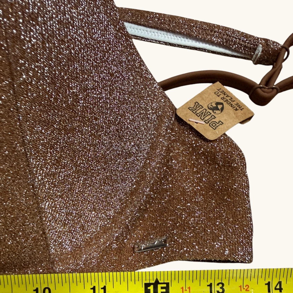 ¡NUEVO CON ETIQUETAS! VICTORIA'S SECRET CAPUCCINO MARRÓN BRILLO BRALETTE BIKINI TOP SOLO M Foto 2 de 4