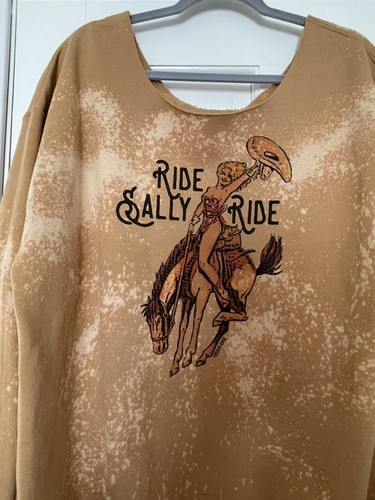 Miss Mud Pie Ride Sally Ride Cowgirl Horse Graphic Sweatshirt XL