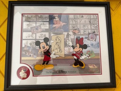 Disney Animation Art Gallery Studios Stories Mickey Mulan Pin Signed Framed Cel